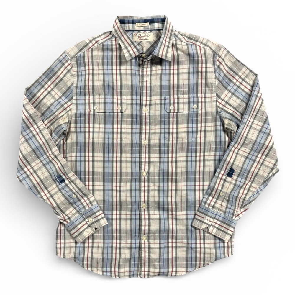 Original Penguin Plaid Button Down Shirt Men’s Classic Fit Long Sleeve